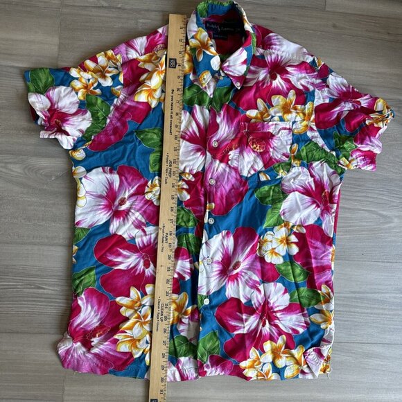 Polo Ralph Lauren Men’s‎ M Floral Hawaiian Shirt Short Sleeve Viscose Button VTG - Picture 4 of 12